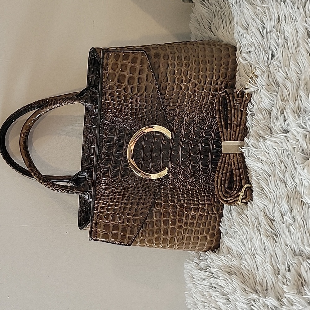 NWOT Faux Crocodile Purse with Crossbody Strap